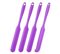 sourcing map 4Pcs Silicone Jar Spatula, Heat Resistant Jam Spreader Non-Stick Silicone Scraper Spatula with Long Handle for Jars, Bottles, Cooking Baking Mixing Tools (Dark Purple)