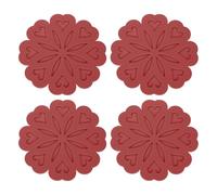 sourcing map 4Pcs Silicone Trivet Mats, Flower Pattern Silicone Pad Hot Pad Pan Protectors Table Protector Heat Resistant Mat for Countertop, Hot Dishes, Hot Pots and Pans, Wine Red