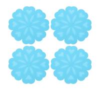 sourcing map 4Pcs Silicone Trivet Mats, Flower Pattern Silicone Pad Hot Pad Pan Protectors Table Protector Heat Resistant Mat for Countertop, Hot Dishes, Hot Pots and Pans, Blue