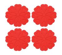sourcing map 4Pcs Silicone Trivet Mats, Flower Pattern Silicone Pad Hot Pad Pan Protectors Table Protector Heat Resistant Mat for Countertop, Hot Dishes, Hot Pots and Pans, Red