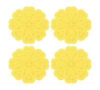 sourcing map 4Pcs Silicone Trivet Mats, Flower Pattern Silicone Pad Hot Pad Pan Protectors Table Protector Heat Resistant Mat for Countertop, Hot Dishes, Hot Pots and Pans, Yellow