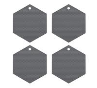 sourcing map 4pcs Silicone Trivet Mats Heat Resistant Silicone Pot Holders for Hot Pots and Pans, Non-Slip Hot Pads for Kitchen Hot Dishes Table Countertops, Dark Grey(Hexagonal)