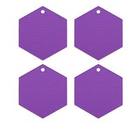 sourcing map 4pcs Silicone Trivet Mats Heat Resistant Silicone Pot Holders for Hot Pots and Pans, Non-Slip Hot Pads for Kitchen Hot Dishes Table Countertops, Purple(Hexagonal)
