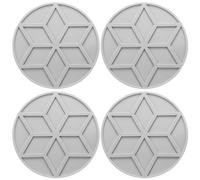 sourcing map 4Pcs Silicone Trivets Mats for Hot Pots and Pans, 4" Round Hot Pot Holders Multi-Purpose Heat Resistant Trivet for Pots & Hot Dish, Countertops, Coasters (Light Grey)