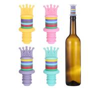 sourcing map 4Pcs Silicone Wine Stopper, Crown Shape Funny Wine Stopper, Multicolor