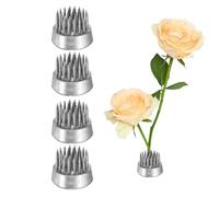 Sourcing Map 4pcs Silver Stainless Steel Classic Flower Frog, 0.9in Diameter, 0.7in Height, Wedding, Artificial Plant