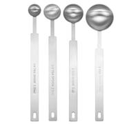 sourcing map 4pcs Single Measuring Spoon Set 1/4 1/2 1 3tsp (1.25/2.5/5/15ml) Teaspoon/Tablespoon 430 Stainless Steel Single Tiny Square Bowl Measure Spoon Long Handle Measure Scoop