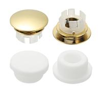 sourcing map 4Pcs Sink Overflow Ring, Universal Sink Overflow Drain Cover, Insert in Hole Double Layer Cap Round Caps for Bathroom Kitchen Basin Wash Basin, Titanium Gold/White