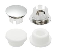 sourcing map 4Pcs Sink Overflow Ring, Universal Sink Overflow Drain Cover, Insert in Hole Double Layer Cap Round Caps for Bathroom Kitchen Basin Wash Basin, Bright Silver/White