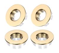 sourcing map 4pcs Sink Overflow Rings, Bathroom Kitchen Basin Trim Bath Sink Hole Round Hollow Brass Overflow Drain Cover Insert in Hole (Gold Tone)