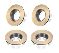 sourcing map 4pcs Sink Overflow Rings, Bathroom Kitchen Basin Trim Bath Sink Hole Round Hollow Brass Overflow Drain Cover Insert in Hole (Bronze)