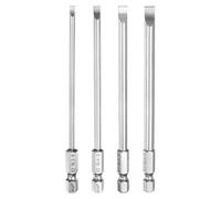 sourcing map 4pcs SL3+SL4+SL5+SL6 Slotted Screwdriver Bit Kits 3+4+5+6mm Slotted Tip 1/4" Hex Shank 110mm (4.3") Long Magnetic Flat Head S2 Steel Screw Driver Drill Bits Power Tools