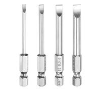 sourcing map 4pcs SL3+SL4+SL5+SL6 Slotted Screwdriver Bit Kits 3+4+5+6mm Slotted Tip 1/4" Hex Shank 65mm (2.6") Long Magnetic Flat Head S2 Steel Screw Driver Drill Bits Power Tools