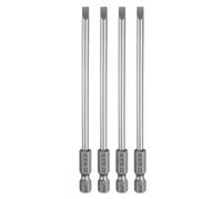sourcing map 4pcs SL4 Slotted Screwdriver Bits 4mm Slotted Tip 1/4" Hex Shank 100mm (4") Long Magnetic Flat Head S2 Steel Screw Driver Drill Bits Industrial Power Screwdriver Bit