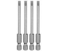 sourcing map 4pcs SL4 Slotted Screwdriver Bits 4mm Slotted Tip 1/4" Hex Shank 75mm (3") Long Magnetic Flat Head S2 Steel Screw Driver Drill Bits Industrial Power Screwdriver Bit