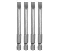 sourcing map 4pcs SL6 Slotted Screwdriver Bits 6mm Slotted Tip 1/4" Hex Shank 75mm (3") Long Magnetic Flat Head S2 Steel Screw Driver Drill Bits Industrial Power Screwdriver Bit