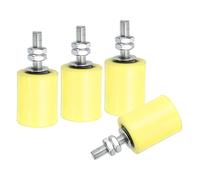 sourcing map 4Pcs Slide Gate Guide Roller,1-5/8" Dia x 2" Length Nylon Rollers Gate Support Assembly, Universal Sealed Ball Bearing Rolling Gate Guider for Sliding Door, Yellow