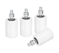 sourcing map 4Pcs Slide Gate Guide Roller,2" Dia x 2-3/4" Length Nylon Rollers Gate Support Assembly, Universal Sealed Ball Bearing Rolling Gate Guider for Sliding Door, White