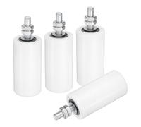 sourcing map 4Pcs Slide Gate Guide Roller, 4" Nylon Rollers Gate Support Assembly, Universal Sealed Ball Bearing Rolling Gate Guider for Sliding Door, White