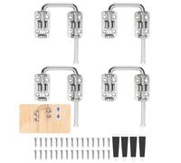 sourcing map 4Pcs Sliding Door Loop Lock Latch, 2.42 Inch Flexible U-Shaped Latch Hook Lock with Screws & Glue for Uneven or Warped Doors Window Barn Garden Fence Increase Home Security, Silver