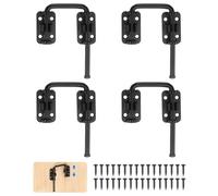 sourcing map 4Pcs Sliding Door Loop Lock Latch, 2.42 Inch Flexible U-Shaped Latch Hook Lock with Screws for Uneven or Warped Doors Window Barn Garden Fence Increase Home Security, Black