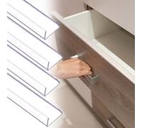 sourcing map 4Pcs Slip on Cabinet Door Protector, 18" Length PVC Edge Guard, Plastic Drawer Edge Protector for 3/16"- 3/8" Thick Kitchen Cabinets Door, Clear