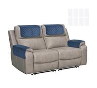 sourcing map 4Pcs Sofa Armrest Covers, Armchair Covers with Side Storage Pocket Waterproof Recliner Chair Protector Anti-Slip Couch Arm Headrest Protect for Home Living Room, Dark Blue