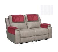 sourcing map 4Pcs Sofa Armrest Covers, Armchair Covers with Side Storage Pocket Waterproof Recliner Chair Protector Anti-Slip Couch Arm Headrest Furniture Protect for Home Living Room, Red