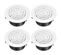 sourcing map 4pcs Soffit Vent 125mm ABS Adjustable Round Louvered Vent Cover Grille Cover Ceiling Diffuser for Home Bathroom Office Kitchen Ventilation System