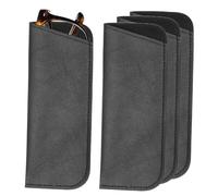sourcing map 4Pcs Soft Eyeglass Cases, Leather Sunglass Case Portable Glasses Pouch for Women Men Sunglasses Cases (Black)