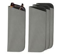 sourcing map 4Pcs Soft Eyeglass Cases, Leather Sunglass Case Portable Glasses Pouch for Women Men Sunglasses Cases (Grey)