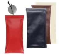 sourcing map 4Pcs Soft Glasses Case, Squeeze Top Portable Glasses Bag, Leather Sunglasses Case, Suitable for Men and Women Sunglasses Case (Red, Coffee, Light Beige, Dark Blue)