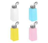 sourcing map 4pcs Solvent Alcohol Dispenser 250ml(8.8oz) Nail Polish Remover Push Down Liquid Dispenser Pump Bottle with Stainless Steel Press Head for Acetone Solution