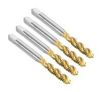 sourcing map 4pcs Spiral Flute Thread Taps, 1/4-20 UNC H2 Screw Threading Tap, Titanium Coated 6542 High Speed Steel Machine Tapping Tools for Machinist Repair