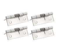 sourcing map 4pcs Spring Loaded Hinges 2" Length Stainless Steel Spring Self-Opening Small Door Hinge for Cabinet Door Box DIY Hardware, Silver