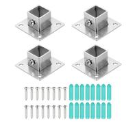 sourcing map 4Pcs Square Post Base for 0.8x0.8 Posts Fittings, 1.8mmT Stainless Steel Flange Bases Deck Post Brackets Heavy Duty for Deck Fence Railing Handrail Mounting