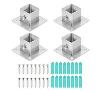 sourcing map 4Pcs Square Post Base for 1.2x1.2 Posts Fittings, 1.9mmT Stainless Steel Flange Bases Deck Post Brackets Heavy Duty for Deck Fence Railing Handrail Mounting