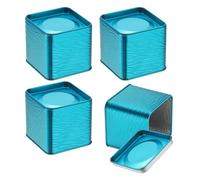 sourcing map 4pcs Square Tin Can, 2.95inch Metal Empty Storage Container Organizer Candle Jar with Lid for Treats Gifts Favors Loose Tea Coffee Crafts Cookies, Navy Blue