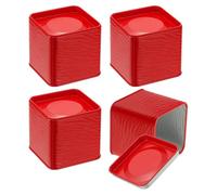 sourcing map 4pcs Square Tin Can, 2.95inch Metal Empty Storage Container Organizer Candle Jar with Lid for Treats Gifts Favors Loose Tea Coffee Crafts Cookies, Red