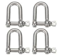 sourcing map 4Pcs Stainless Steel Bow Shackle, 1/2"(13mm) D Shape Screw Pin Large Screw Shackles for Boat Sailboat Chain Rigging Clasp Paracord Jewelry Marine Tackle, Silver Tone