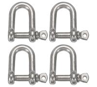 sourcing map 4Pcs Stainless Steel Bow Shackle, 2/5"(10mm) D Shape Screw Pin Large Screw Shackles for Boat Sailboat Chain Rigging Clasp Paracord Jewelry Marine Tackle, Silver Tone