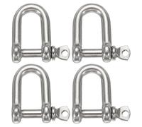 sourcing map 4Pcs Stainless Steel Bow Shackle, 3/10"(8.2mm) D Shape Screw Pin Large Screw Shackles for Boat Sailboat Chain Rigging Clasp Paracord Jewelry Marine Tackle, Silver Tone