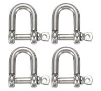 sourcing map 4Pcs Stainless Steel Bow Shackle, 4/5"(21mm) D Shape Screw Pin Large Screw Shackles for Boat Sailboat Chain Rigging Clasp Paracord Jewelry Marine Tackle, Silver Tone