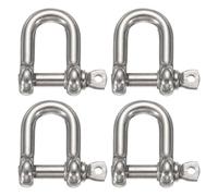 sourcing map 4Pcs Stainless Steel Bow Shackle, 7/10"(17mm) D Shape Screw Pin Large Screw Shackles for Boat Sailboat Chain Rigging Clasp Paracord Jewelry Marine Tackle, Silver Tone