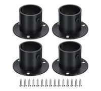 sourcing map 4Pcs Stainless Steel Closet Rod Brackets, 1.25inch Dia Wardrobe Holder for Pipe, Shower Curtain Rod Pole End Supports Sockets Flange with Screws, Black