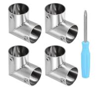sourcing map 4pcs Stainless Steel Closet Rod Holder Set Elbow Two-Way 1.02" Dia Shower Rod Flange Socket Wardrobe Bracket with Screwdriver for Closet Shelf Wardrobe Shower Curtain