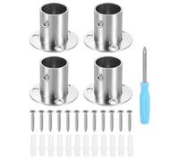 sourcing map 4pcs Stainless Steel Closet Rod Holder Set High-Leg 1.02" Dia Shower Rod Flange Socket Wardrobe Bracket with Screwdriver and Expansion Tube for Closet Shelf Wardrobe Shower Curtain