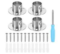 sourcing map 4pcs Stainless Steel Closet Rod Holder Set Low-Leg 0.91" Dia Shower Rod Flange Socket Wardrobe Bracket with Screwdriver and Expansion Tube for Closet Shelf Wardrobe Curtain