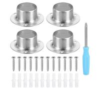 sourcing map 4pcs Stainless Steel Closet Rod Holder Set O-Shaped 1.3" Dia Shower Rod Flange Socket Wardrobe Bracket with Screwdriver and Expansion Tube for Closet Shelf Wardrobe Shower Curtain