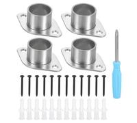 sourcing map 4pcs Stainless Steel Closet Rod Holder Set Rhombus 1.02" Dia Shower Rod Flange Socket Wardrobe Bracket with Screwdriver and Expansion Tube for Closet Shelf Wardrobe Shower Curtain